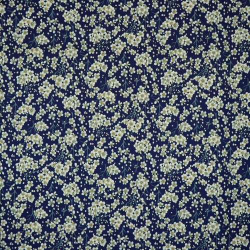Blauwe rekbare polyester met magnolia bloemen van Poppy