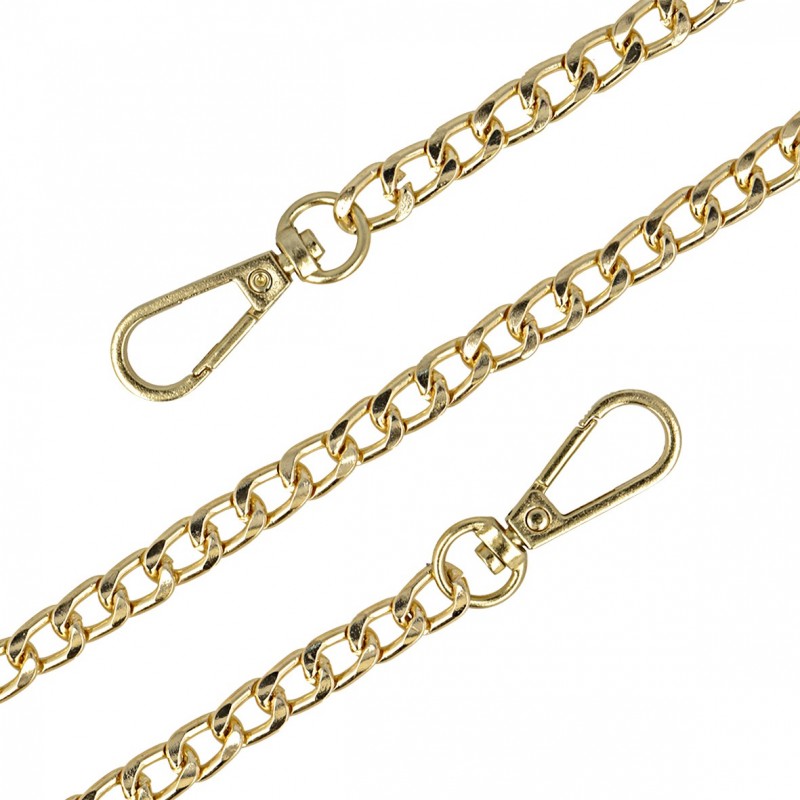Metalen ketting voor tassen met musketonhaken - goudkleur - 90 cm