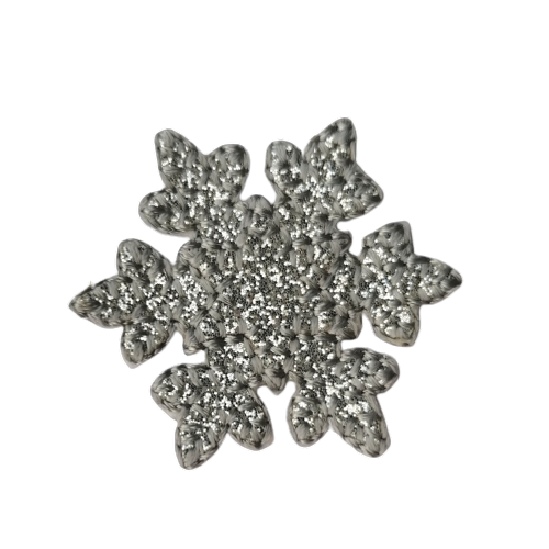Applicatie - sneeuwvlok zilver glitter - 3,5 cm