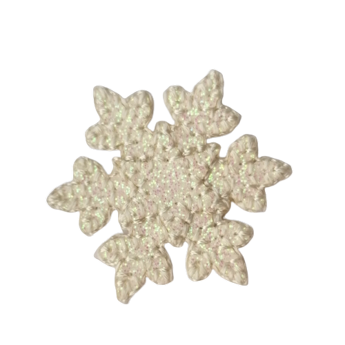Applicatie - sneeuwvlok witte glitter - 3,5 cm