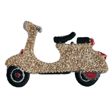 Applicatie - scooter / brommer / Vespa in gouden glitter - 4 x 6 cm