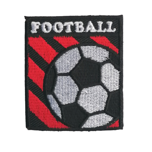 Applicatie met tekst 'football' - voetbal - 4,5 x 5,5 cm - stoffen van leuven