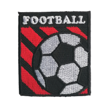 Applicatie met tekst 'football' - voetbal - 4,5 x 5,5 cm
