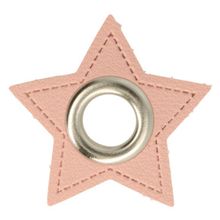 Nestelogen (nikkel 8 mm) op roze imitatieleder ster (32 mm)
