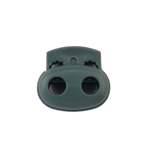 Koordstopper plastic 2 gaten - ovaal 18 mm - grijs - stoffen van leuven