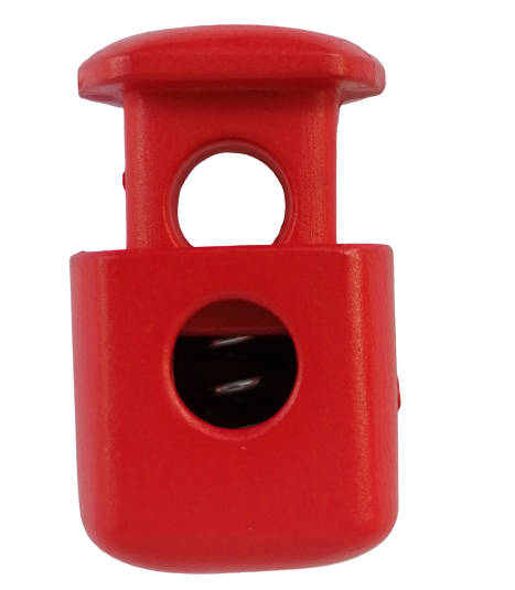 Koordstopper plastic - grote blok 38 mm - rood