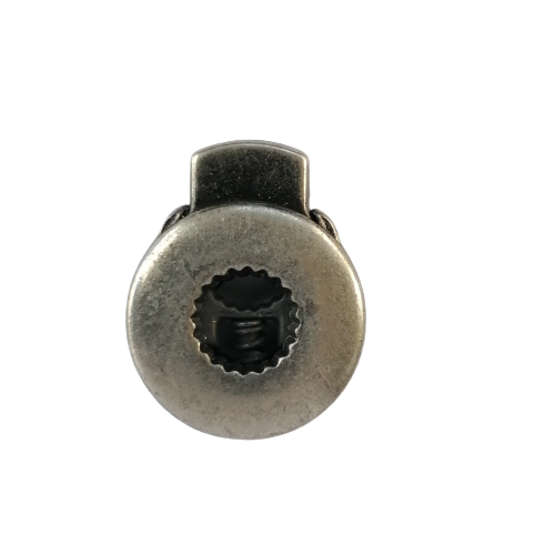 Koordstopper metaal plat rond 20 mm - nikkel / oud zilver