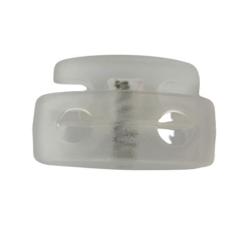 Koordstopper plastic 2 gaten - dik ovaal (bootvorm) 27 mm - transparant - stoffen van leuven