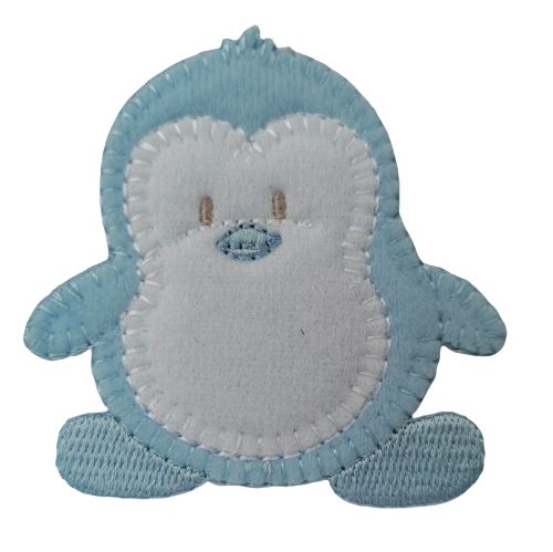 Applicatie - babyblauwe pinguïn - 7 x 6,5 cm