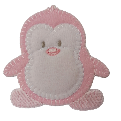 Applicatie - baby roze pinguïn - 7 x 6,5 cm - stoffen van leuven