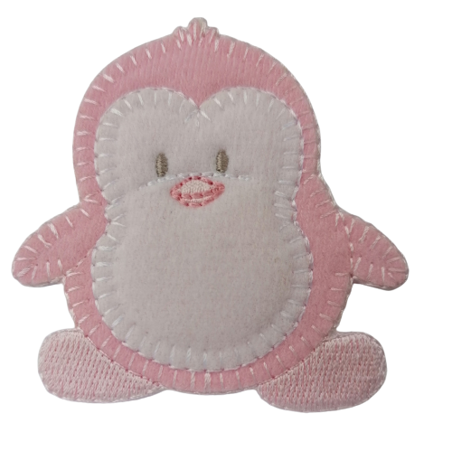 Applicatie - baby roze pinguïn - 7 x 6,5 cm