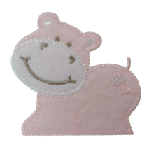 Applicatie - baby roze nijlpaard - 7 x 7 cm