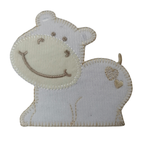 Applicatie - baby wit nijlpaard - 7 x 7 cm
