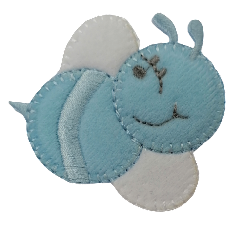 Applicatie - baby blauw bijtje - 5,5 x 5,5 cm - stoffen van leuven
