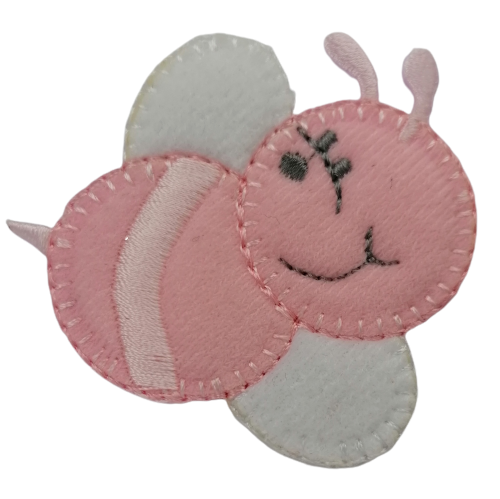 Applicatie - baby roze bijtje - 5,5 x 5,5 cm