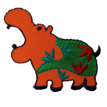 Applicatie - oranje nijlpaard - 6 x 5 cm