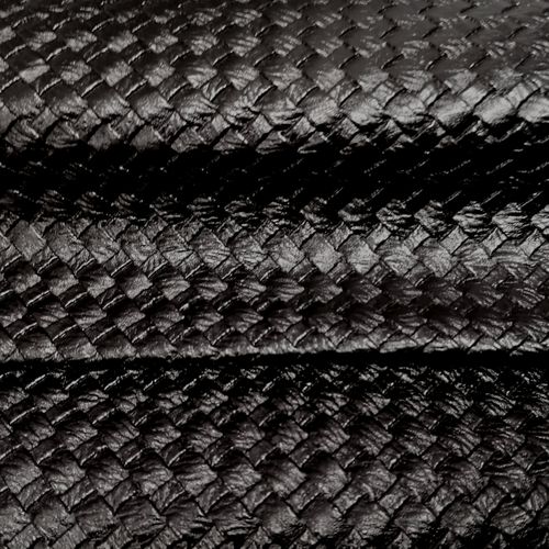 Zwart imitatieleer met gevlochten look en gewatteerde achterzijde - 50 cm x 145 cm - stoffen van leuven