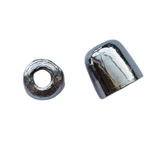 Koord einde metaal 11 mm - kegel zilver (opening 4 mm) - stoffen van leuven
