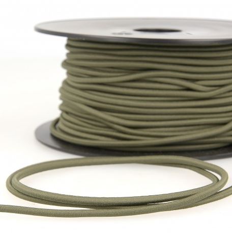 Rond elastisch touw - 3 mm kaki groen