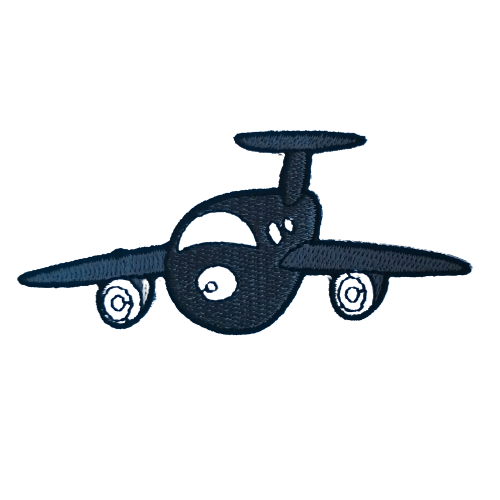 Applicatie - grijs vliegtuig - 9 x 4 cm - stoffen van leuven