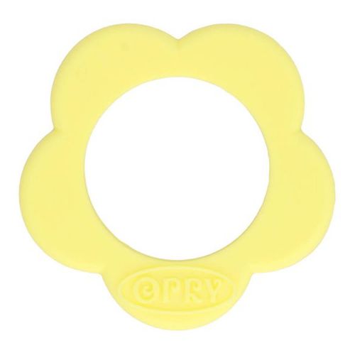 Bijtring bloem silicone van Opry - geel - 40 mm - stoffen van leuven