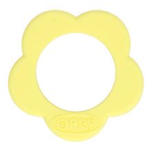 Bijtring bloem silicone van Opry - geel - 40 mm