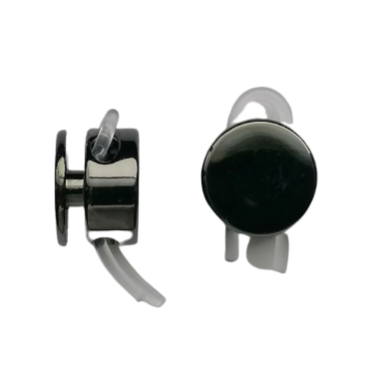 Koordstopper metaal 2 gaten - rond 12 mm - gunmetal / zwart zilver (openingen 3 mm)