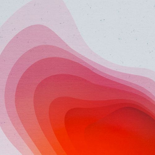 Wit tricot paneel met abstracte roze golven degradé - Sea You California' van Thorsten Berger