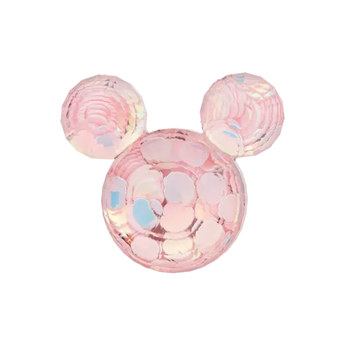 Knoop muis - 20 mm transparant roze met zilveren glitter - stoffen van leuven