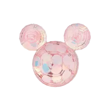 Knoop muis - 20 mm transparant roze met zilveren glitter