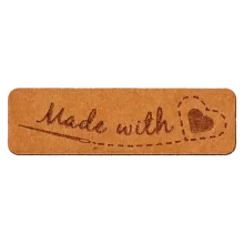Label 'Made with love' - bruin imitatieleer 40 x 10 mm