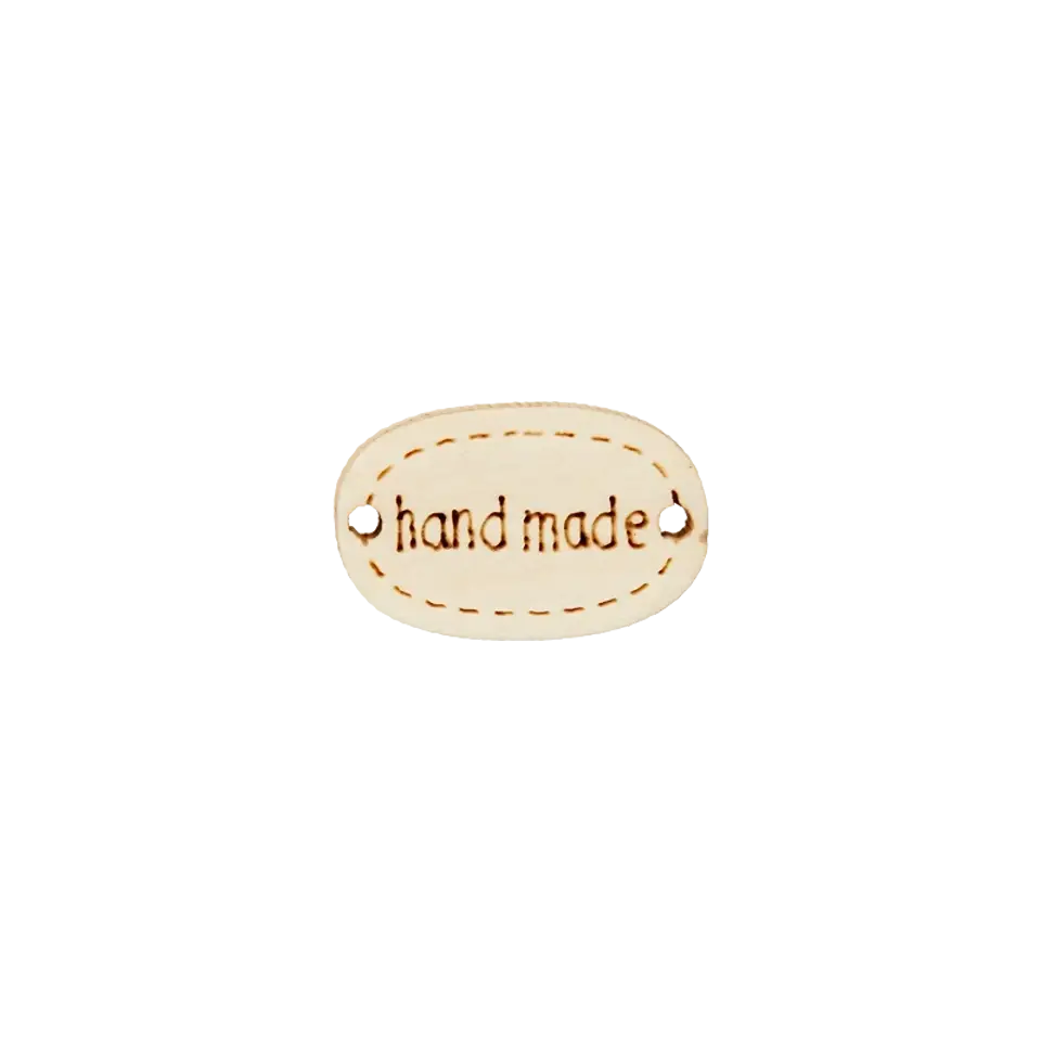Label 'handmade' - naturel hout 20 mm ovaal