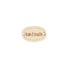 Label 'handmade' - naturel hout 20 mm ovaal