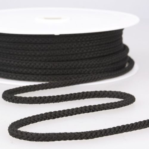 Zwarte rekbare koord - polyester 4,5 mm - stoffen van leuven