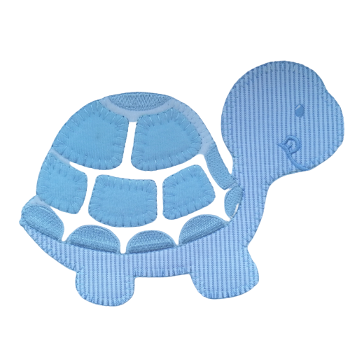 Applicatie - grote blauwe schildpad - 11 x 15 cm - stoffen van leuven