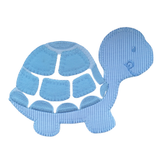 Applicatie - grote blauw / witte schildpad - 11 x 15 cm