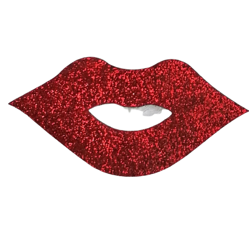 Opstrijkbare applicatie - rode glitter mond / lippen - 6 x 3 cm