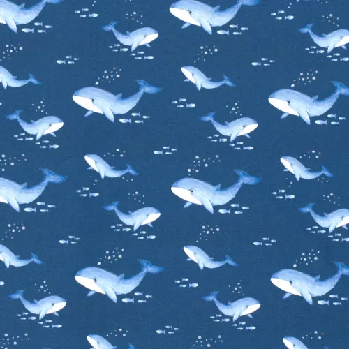Blauwe tricot met walvissen