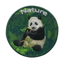 Applicatie - panda (beer) en tekst 'nature' - 5 cm