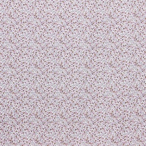 Witte fijne katoen met roze bloemetjes 'Digital flower collection flowers fuchsia' - stoffen van leuven