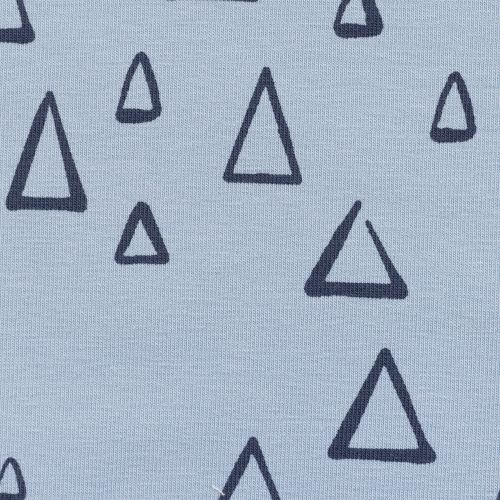 Blauwe katoen tricot met driehoeken