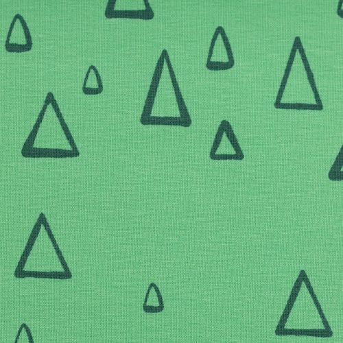 Groene katoen tricot met driehoeken Veronika FS21