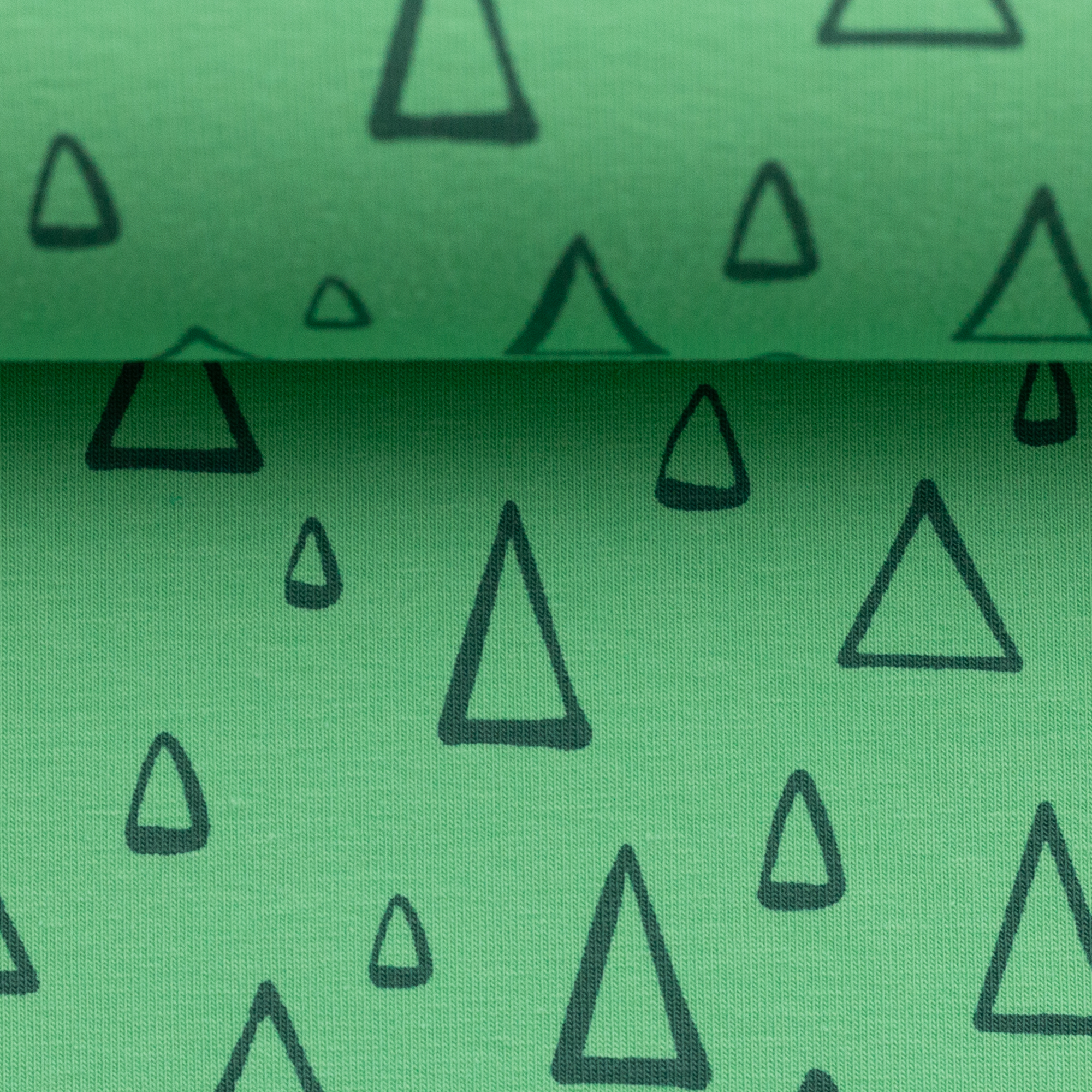 Groene katoen tricot met driehoeken