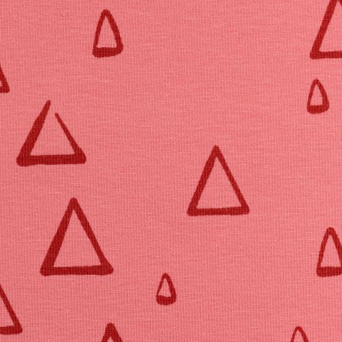 Roze katoen tricot met driehoeken
