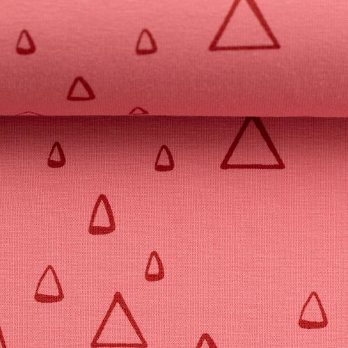 Roze katoen tricot met driehoeken Veronika FS21