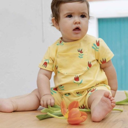 Gele tricot met tulpen - Katia Fabrics
