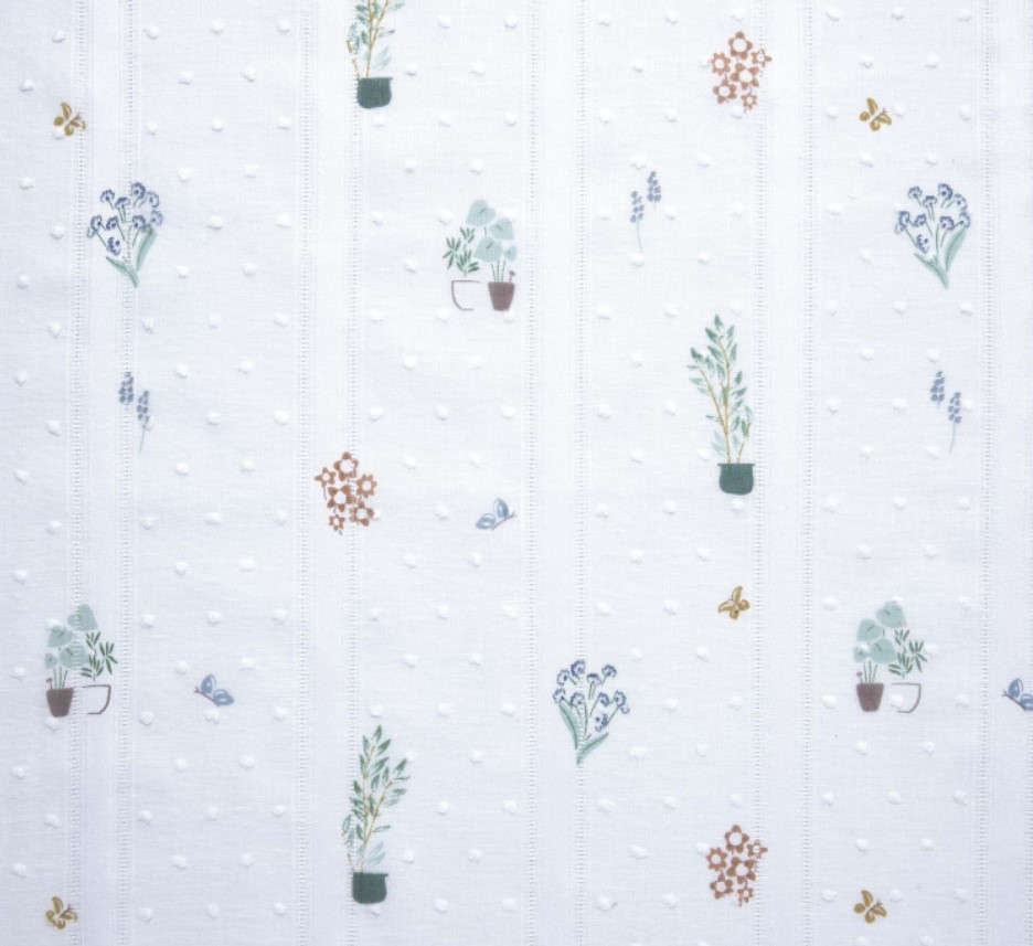 Witte katoen met planten - Katia Fabrics