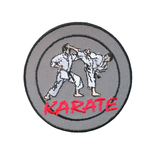 Ronde grijze applicatie - karate