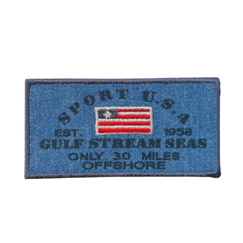 Jeans applicatie - sport USA met vlag - 8 x 5 cm