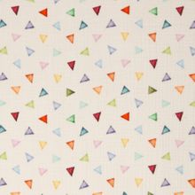Witte double gauze met kleurrijke driehoeken 'Thea'